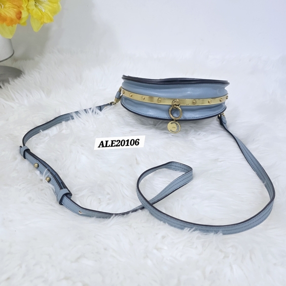 Chloe Light Blue Crossbody Bag with Gold Accents - Picture 8 of 13